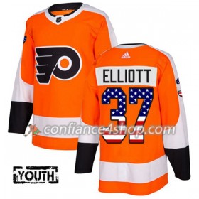 Adidas Maillot de Hockey Philadelphia Flyers Brian Elliott 37 2017-2018 Orange USA Flag Fashion Authentic - Enfant